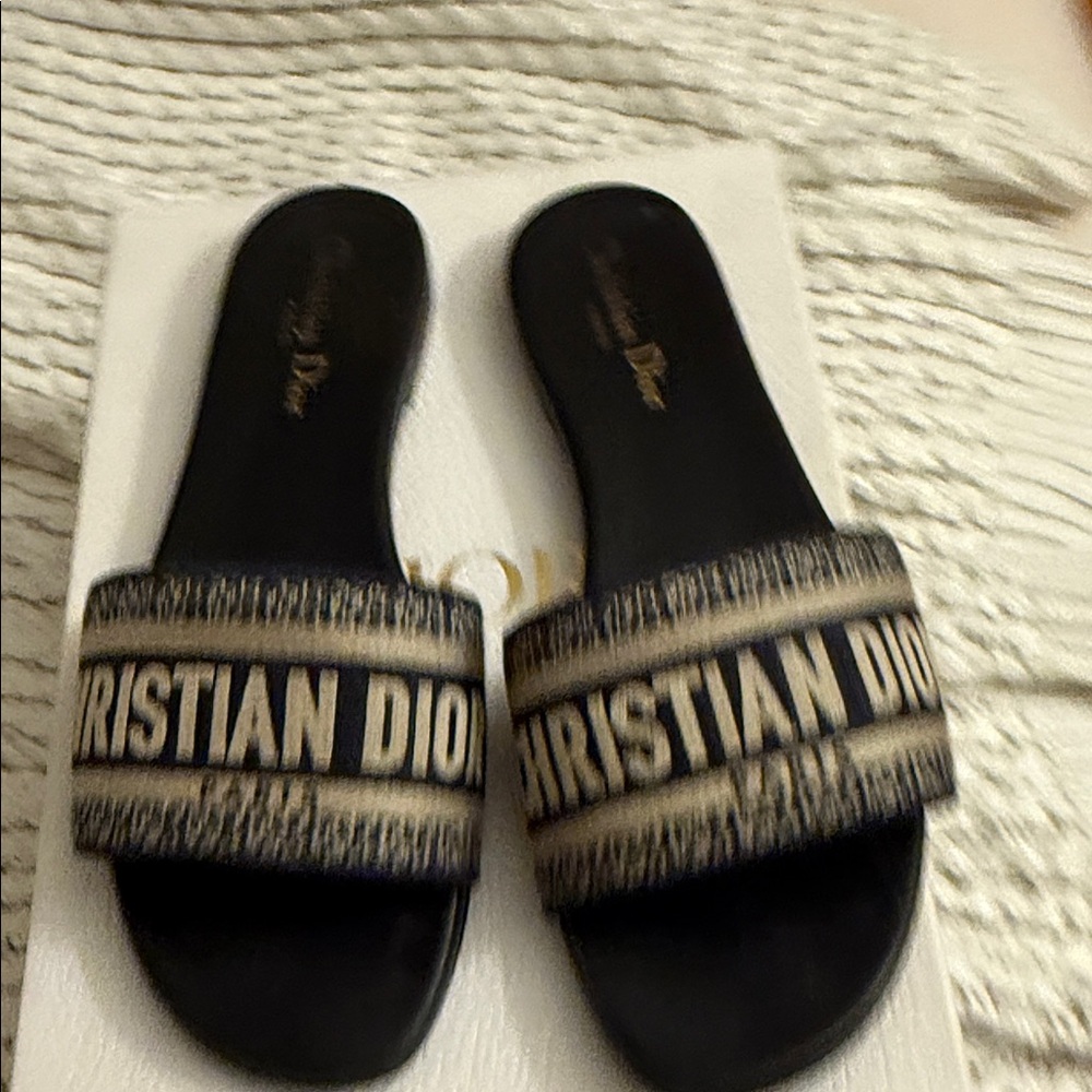 Christian Dior Black and Tan Slides